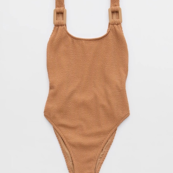 Aerie Shimmery Crinkle Birthday Scoop Cheekiest One Piece Swimsuit NWT - Picture 3 of 10